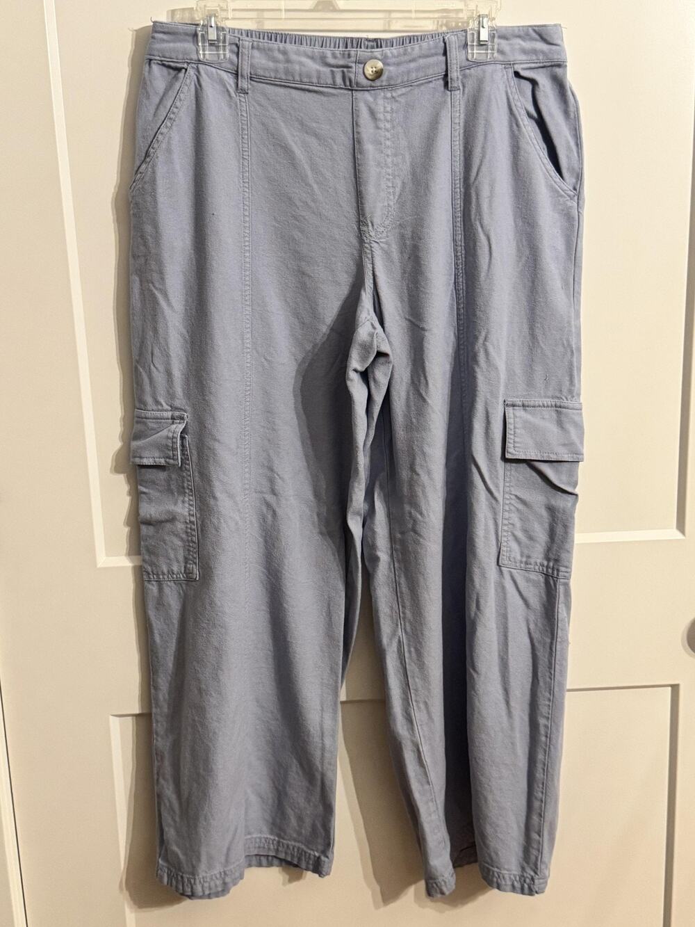 Sincerely Jules Pants Womens Large Blue Cargo Elastic Waist Straight Leg Casual